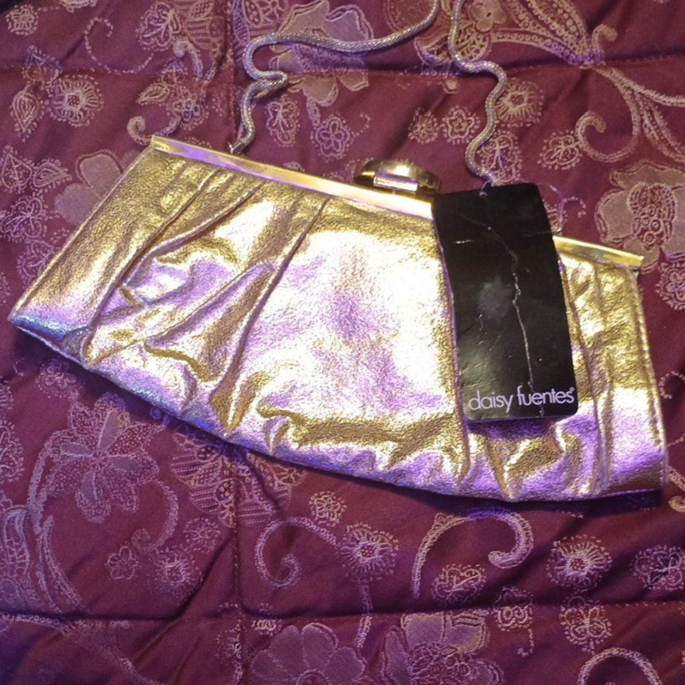 Daisy Fuentes Gold Metallic Clutch Wristlet